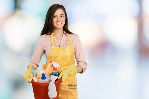 Cleaner preparing to assess carpet cleaning booking details