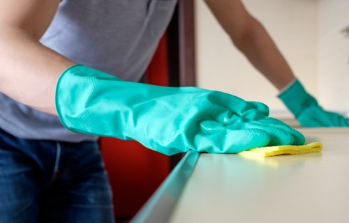 Kitchen and bathroom cleaning tasks for a domestic cleaning visit in Brent